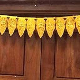 Toran/Door Hanging, New Premium 3.3 Ft Long Artificial Golden Lakshmi Ganesha Leaves for Pooja & Main Doors. Handmade, Strong, Elegant, Washable, Long Life by SujArta-80