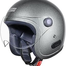 Studds Jet Open Face ISI Certified Helmet with Chopper Visor Gun Grey - XL-image-76
