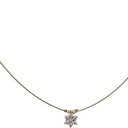 AD Star Pendant Necklace with Invisible Wire Chain, Gold-Tone 40 cm Short chain-image-13