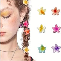 6 Pcs Small Matte Tiny Hair Clips for Women - Hawaiian Flower Claw Clips, 1.2" Mini Tropical Beach Summer Accessories and Gifts-image-97