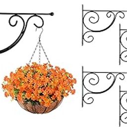 12 Inch Vines Design Wall Bracket for Hanging Baskets, Bird Feeders & Wind Chimes, Decorative Straight Plant Hanger. Multiuse Hanger (Color : Black, Set of 4 Pcs)-image-4