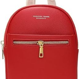 Stylish Mini Shoulder Bag for Girls – Compact PU Leather Backpack with Front Zip Pocket, Lightweight & Trendy – Red-picture-4