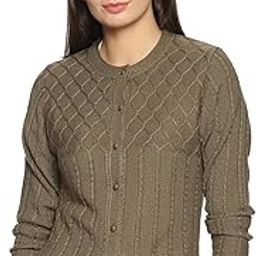 Wool Blend Round Neck Full Sleeve Casual Solid Winter Wear Cardigans for Women-GA5077-picture-15
