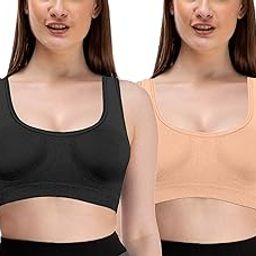 Women Everyday Sports Air Bra Non-Padded, Non-Wired Molded Sport Bra (Combo Pack of 2)(32,Black,Skin)-image-52