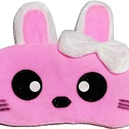 Nitsha Silk Velvet Blind Sleeping Cartoon Character Eye Mask Shade For Men Women Girls Boys Kids-Pink And White Model No.27-49