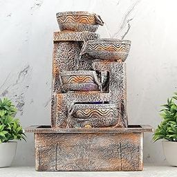 Global Grabbers Polyresin Table Top Indoor Outdoor Water Fall Fountain with LED Lights Home Decor Decoration Gift Gifting Items-A_ORG-SF1-image-59