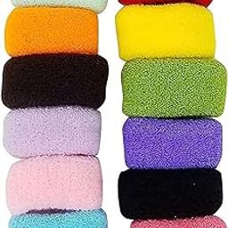 GIRIRAJ MART Colorful Bun Ponytail Holder-Pack of 12 | Cotton Wool Large & Thick Rubber Bands for Women | Multi-Colour | No Crease and Gentle on Hair-image-33