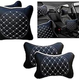 RONISH Letherite Black&White Daimond Print Car Pillow Cushion (Set of 4) for Tata Altroz XT Diesel-18
