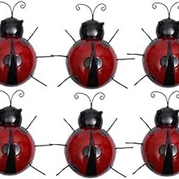6 Mini Metal Ladybug Fence Hanger Wall Hanging Outdoor Garden Decor 10cm Red |6 Pieces Ladybug Figurines-image-78