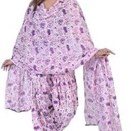 KHEEAA Fashion's Womens Printed Patiala Salwar with Matching Dupatta(Cotton) (LOTUS)-image-48