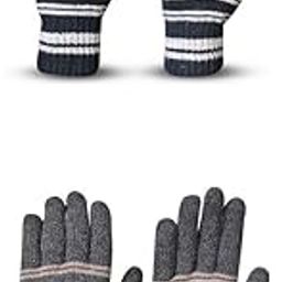 Men's Winter Woollen Pack of 2 Pairs Gloves For Cold Weather(SGD-394396)(Multicolor, Free)-image-79
