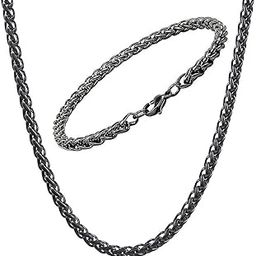 Elegant Statement Necklace Chain & Black Bracelet for Boys and Men-image-43