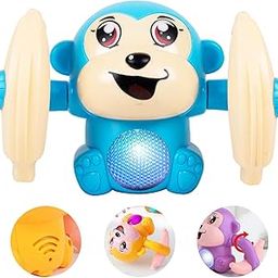 TAABAR Battery Operated Voice Control Monkey Toy with Musical, Dancing, Spinning,Rolling and Sensor Feature for Gifts/Kids/Babies/Boys/Girls|Blue Color, Power Source:3xAAA Battery(Not Included)-35