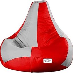 RnS Rest 'n' Sleep - Bean Bag Filled with Beans Faux Leather | Ready to Use | with 1 Year Warranty (XXXL, Light Grey/Red)-image-81