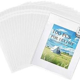 100PCS Acid-Free Crystal Clear Plastic Bags for 12x16 Art Prints/Photos/Framing Mat Mattes/Pictures,12 2/5” X 16 8/11” OPP Sleeves Storage Bags (Bag Size: 12 2/5” X 16 8/11”)-image-72