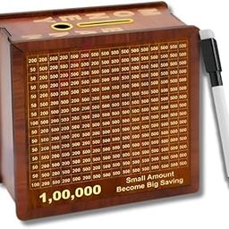Vriksham Premium Wooden Coin Box with Numbered Tracker – Piggy Bank for Children & Adults | Mini Bank| ₹100000 Savings Challenge | Secure Cash Saver & Gift Idea with (1Pcs) (XXL)-image-55