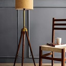 Elegant Stylish Decoarive Tripod Floor Lamp with Brown Wooden Base - Perfect for Home & Living Room , Dinning Room, Hall Bedroom Decor, LED Lamp Shade Decor (Pack of 1)-11
