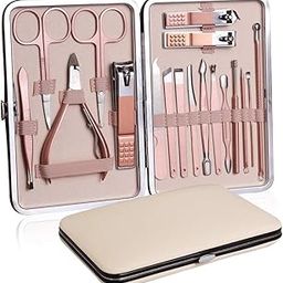 OSEN Rose Gold Nail Manicure Kit Pedicure Tools for Feet Nail Art Kit for Women and Men (18 Pieces, Rose Gold)-image-7