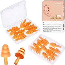 CHOOBY Reusable Silicone Ear Plugs,10 Pair Waterproof Noise Reduction Earplugs For Sleeping,Swimming,Snoring,Shooting Range,Motorcycles,Work,Snr 32Db Sound Blocking Earplugs For Adults&Kids-48