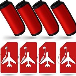 Sanwuta 8 Pcs Luggage Handle Wrap Tags Neoprene Suitcases Handle Wraps Silicone Luggage Identifiers Travel(Red)-picture-14