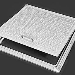 Aqualex Fiber Reinforced Polymer (FRP) Durable Manhole Cover | 2.5 Tons Capacity Manhole Cover | Chamber Cover | Sump Cover (28 X 28 Inch, White)-20