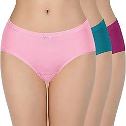 Solid Mid Rise Inner Elastic Hipster Panties (Pack of 3 Colors & Prints May Vary)-image-5