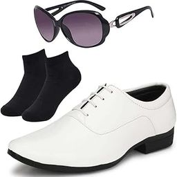 Prefered Looks l Men White Lace Formal Shoes with Black Socks & Women Cheri Black-image-25