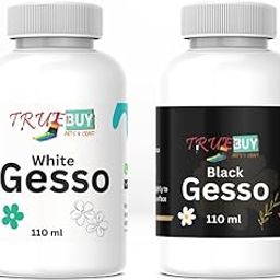 TrueBuy White and Black Gesso 110 ML Each | Dual Acrylic Primer Set for Painting, Craft, Canvas, Wood & Mixed Media-11