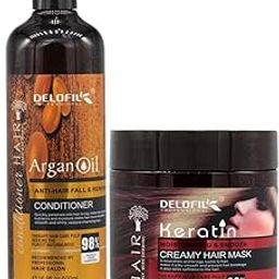 Argan Oil Conditioner and Keratin Hair Mask Set, 500ml Each, Natural Ingredients, Anti-Hair Fall Treatment-40