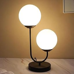 tu casa Black Metal Table Lamp for Home Decoration, Bedroom, Living Room, Lounge, Office, Festival Gifting, Study Table (White Glass Shade) H - 14" / No Blub-4