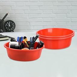 Homestic Pack of 3 Desk Organizer | Stationery Organizer Tub | Multipurpose Storage Organizer | Office Supplies Organizer for Pen-Pencil-Staplers-Clips | Desktop Organizer | 6 LTR | Red-image-51