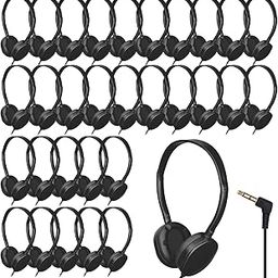 ZHENWAY Kids Headphones Bulk 30 Pack for Classroom School Library,Adjustable Wire Classroom Headphones with 3.5 mm Plug for Student, Kids, Adults, Travel(Black)-image-58