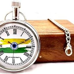 Analog Tri Color Flag Gandhi Watch/Pocket Watch with Sheesham Wooden Box-image-15