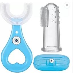 Fitolym U Shaped Toothbrush & Silicone Finger ToothBrush with case For Kids Baby Teeth Cleaning Tools for Children- Multi color (U Shaped +Finger ToothBrush)-picture-15