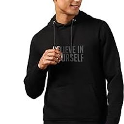 Men's Fleece Hoodie with Chest Graphic Print-image-78
