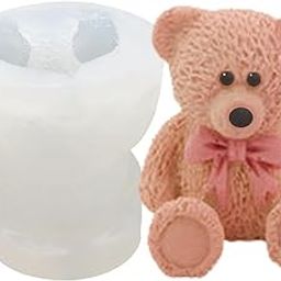 3D Teddy Bear Shape Silicone Candle Soap Making Mold Cake Decorating Fondant Chocolate Candy Baking Ice Cube Mould for Wedding Baby Shower Birthday Gift Party Decoration Handmade Craft DIY (Small)-image-52