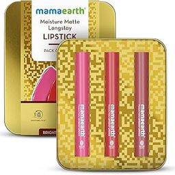 Mamaearth Moisture Matte Long Stay Lipstick Minis Gift Set - Bright and Bold | 8 Hour Moisture Lock | Up to 12-Hour Long Stay | Smudge Proof | Travel-Friendly| Gifting For Valentine's Day, Birthday, Anniversary & Special Occasions | Premium Gift Pack-20