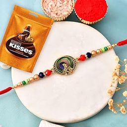CraftVatika Rakhi Gift for Brother, Rakhi with Chocolate Gift Hamper for Boys Men, Krishna Rakhi Set of 1 for Boys Bhaiya Men, Rakhis Combo for Rakshabandhan, Best Wishes Card with Tikka-image-82