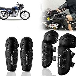 Auto Pearl Motorcycle Knee Shin Guards Elbow Pads, 4 in 1 Monstor Style Knee Shin Safe Protection Armor for Moto Cycling Racing compatible with Alba (Black, 4Pcs)-image-19