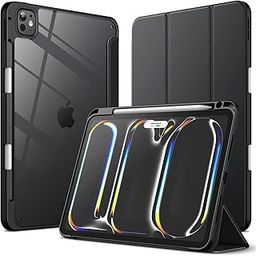 JETech Case for iPad Pro 11-Inch M4 2024 (5th Generation) with Pencil Holder, Clear Transparent Back Shell Slim Stand Shockproof Tablet Cover, Auto Wake/Sleep (Black)-image-18