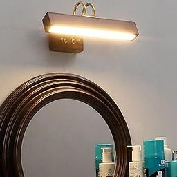 100% Handmade Sheesham Wood Wall Light/Picture Light/Vanity Light for Mirror, Dressing Table with Adjustable Head, 1 Feet Wide with 9W in-built Warm White LED/Brass Rivets-20