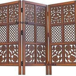 Artesia Wooden Room Partition for Living Rooms/Wood Screens Separator & Room Divider 3 Panels for Living Room/Bedroom/Office/Restaurants(Brown) (3 Panel - 48 X 54 in)-image-17