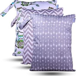 Chic Buddy Waterproof Wet Bag, Washable, Reusable for Travel, Beach, Pool, Stroller, Diapers, Dirty Gym Clothes, Wet Swimsuits, Toiletries (Urban Nature Trio, Wet Bag/Dry Bag)-image-9