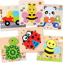 Kidology Wooden Jigsaw Puzzle Set – 6-Pack Animal Shape Montessori Toy for Kids, Fine Motor Skill Development, Early Learning Pre-School Educational Game, Birthday Gift for Boys & Girls-21