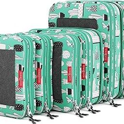 Compression Packing Cubes for Travel Organizers with Double Zipper, LeanTravel, Green Cactus - 6 pack, 6 pack-image-10