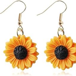 Sunflower Earrings for Women Gold Sunflower Dangle Earrings Yellow Handmade Sunflower Drop Earrings Bohemian Flower Earrings for Girl Sunflower Jewelry Christmas Gifts for Teen Girls-image-27