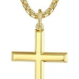 Cross Necklace for Men Sterling Silver Cross Necklaces High Polished Gift For Men, Stainless Steel Box Chain Length 24 Inch-image-61