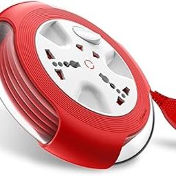 Goldmedal Krysta 2 Pin Extension Cord (White and Red) – Pack of 1, Master Switch with Indicator, Heavy-Duty 5-meter Cable, International Sockets & 2-Pin Socket, Ultra-Smooth Rotation for Home & Office-24