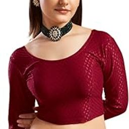 Stylish Women's Full Sleeve Blouses: Stretchable, Breathable Dobby Cotton, Round Scoop Neck Designs Perfect for Saree & Choli Blouse for Women-image-87