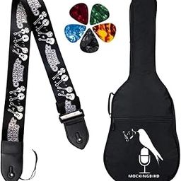 MOCKING BIRD Acoustic Guitar Bag Foam Padded Guitar Bag For 38, 39, 40, 41 Inch With Adjustable Guitar Strap And Picks For Acoustic Electric Bass Guitar (Guitar Bag With Country Music Strap), Black-image-11